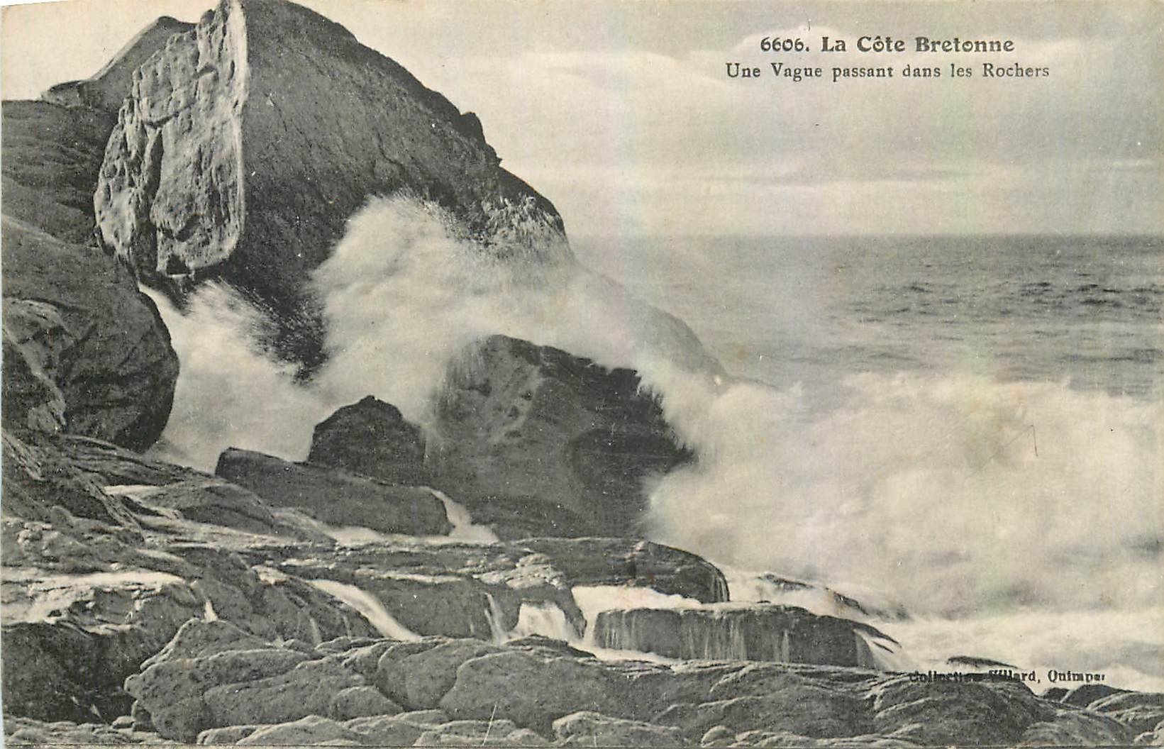 Die Bretonische Küste — Eine Welle, die an den Felsen bricht — Sammlung Villard, Oullians, Nr. 6608