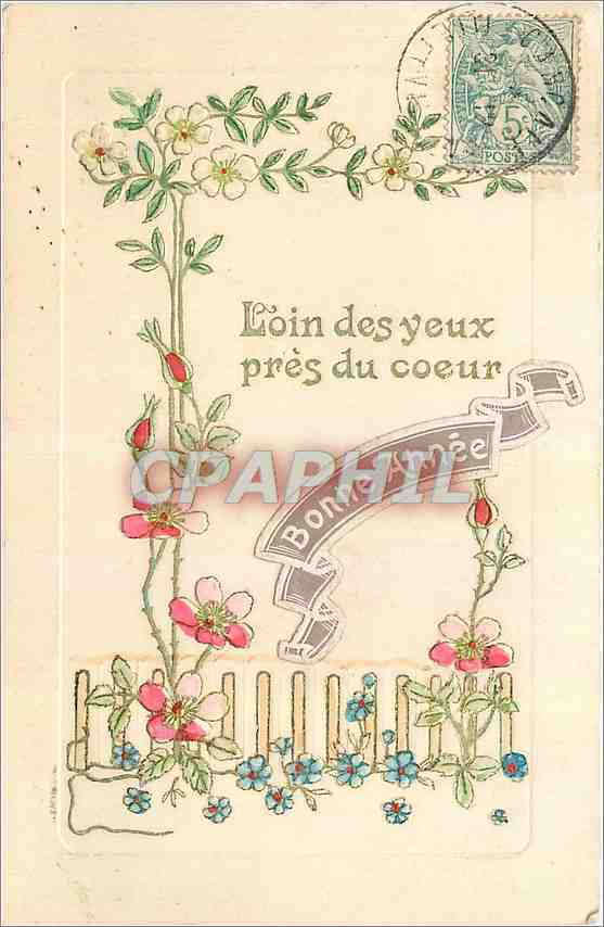 CPA Loin des yeux pres du coeur Fleurs