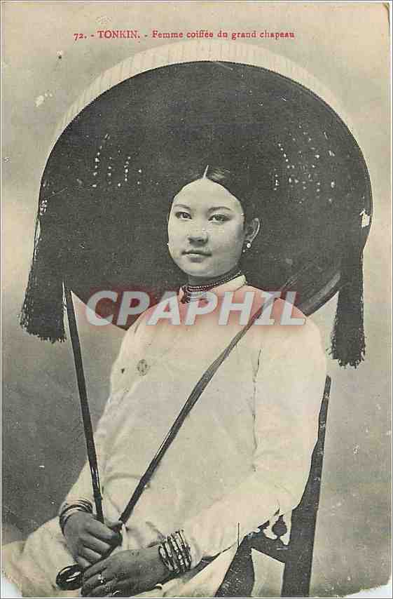 Tonkin - Femme coiffée du grand chapeau — série 72, éditée par les Imprimeries Réunies de Nancy