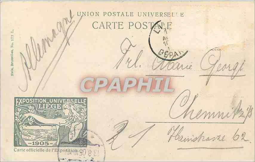 Pont de Fiagnée — Exposition universelle de Liège 1905 — Carte postale officielle — Reverso