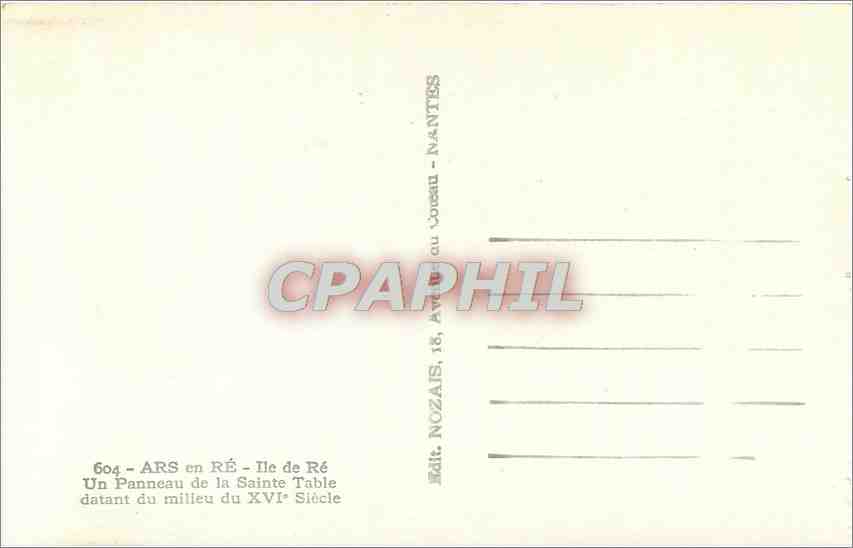 CPA Ars en Re Ile de Re Un Panneau de la Sainte Table  — Rückseite