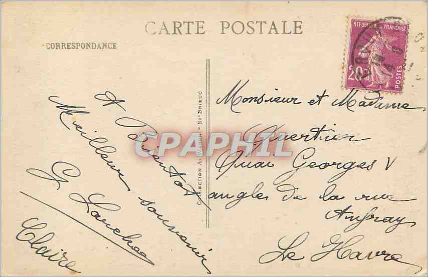 CPA Cap Frehel Le Gouffre Les Falaises  — Rückseite