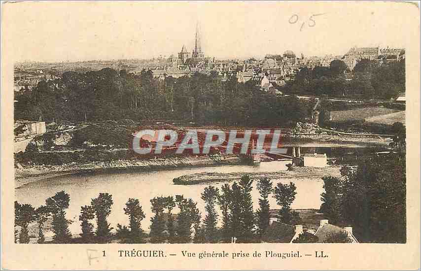 CPA Treguier Vue generale prise de Plouguiel 