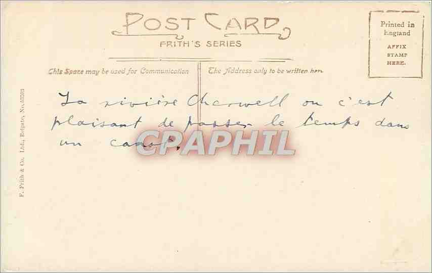 CPA Oxford Vier on the Cherwell  — Rückseite