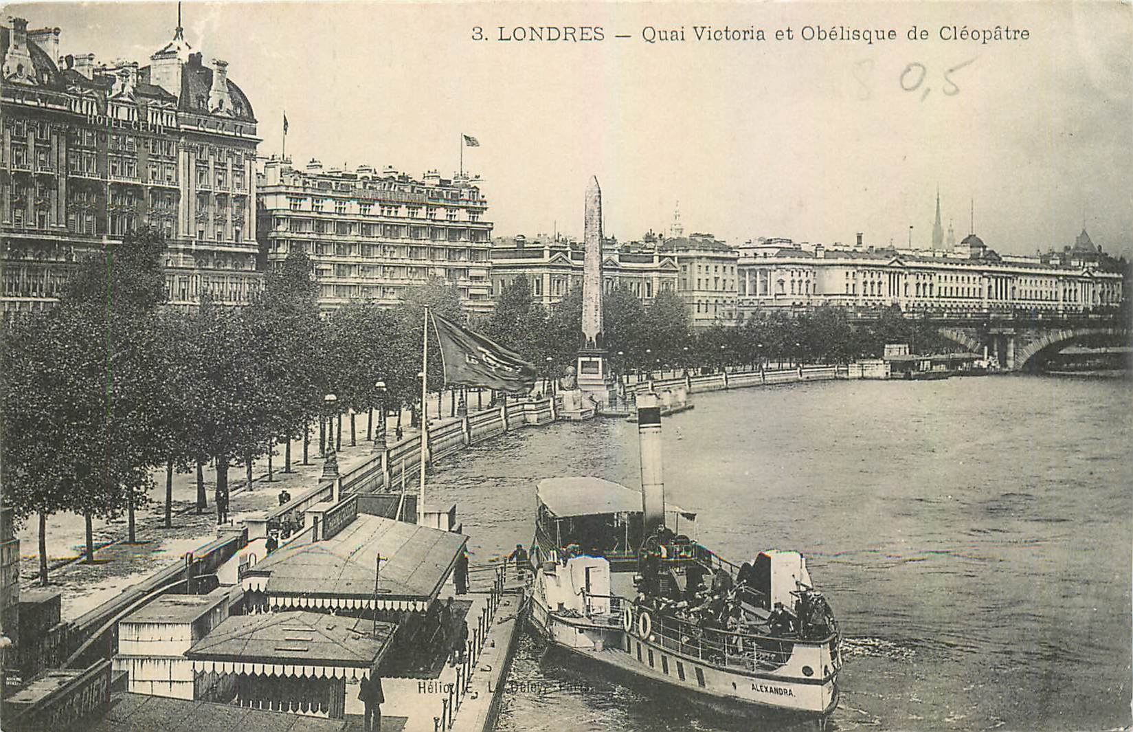 Londres — Quai Victoria et Obélisque de Cléopâtre — Hélios, J. Le Déléry, Paris