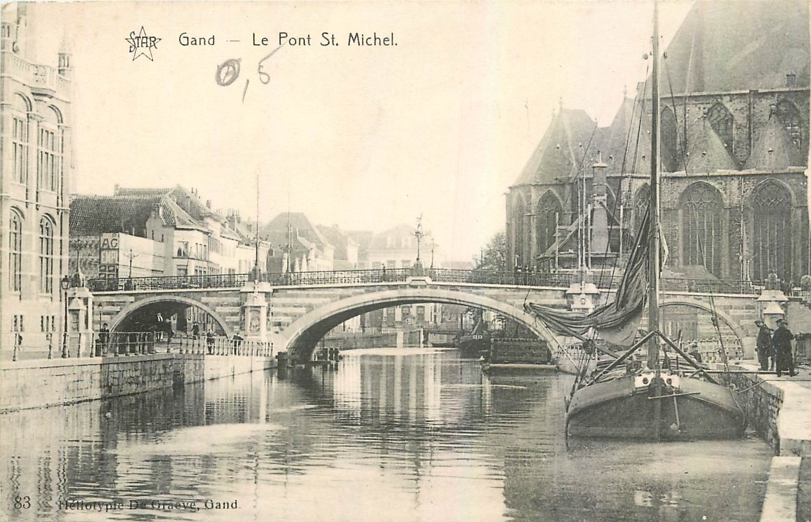 CPA Gand Le Pont St Michel Bateau