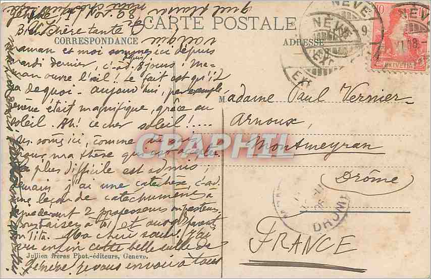 CPA Geneve Vue prise de la Cathedrale de Saint Pierre  — Verso