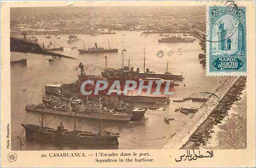 CPA Casablanca L'Escadre dans le port Bateaux