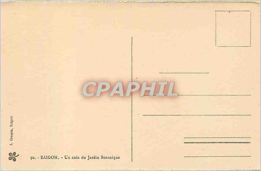 CPA Saigon Un coin du Jardin Botanique  — Rückseite