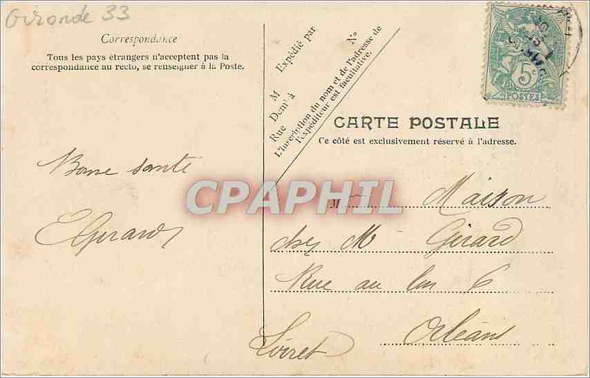 CPA Bordeaux La grosse cloche  — Verso