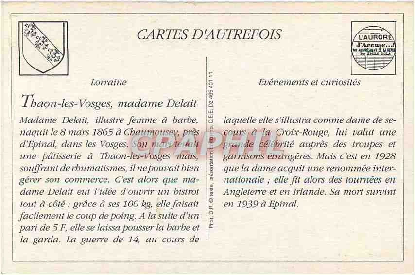 REPRO Thaon les Vosges Madame Delait dans son Salon Femme a barbe — Rückseite