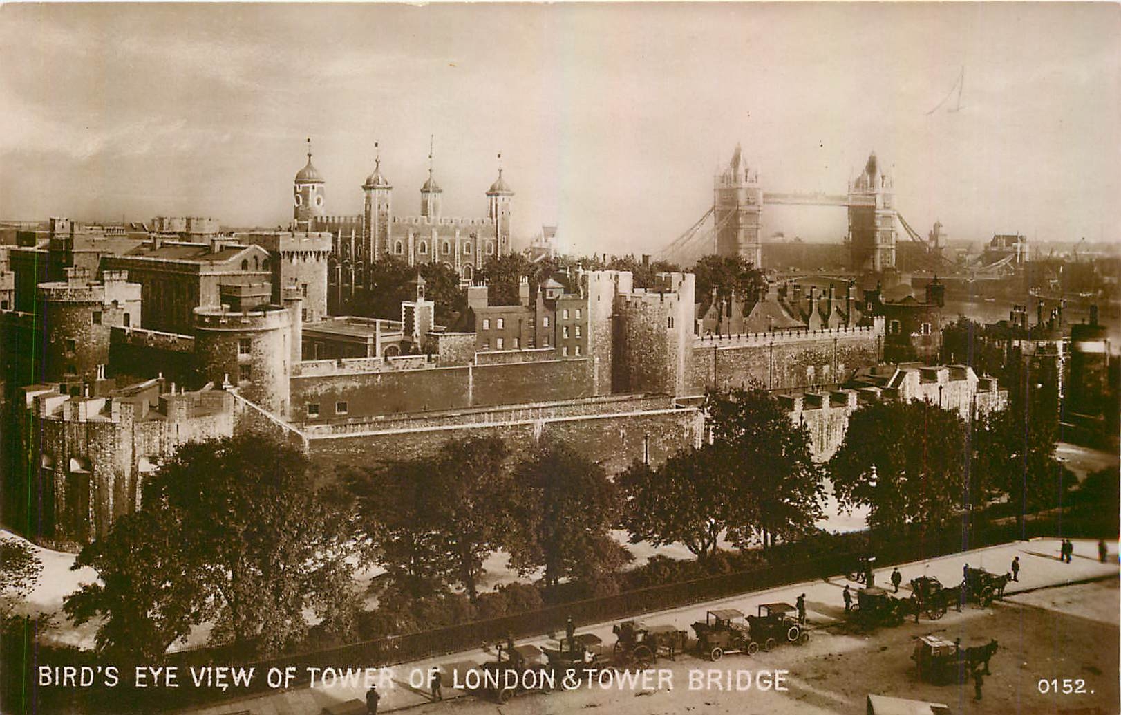 CPA Birds Eye view of Tower of London Tower Bridge 