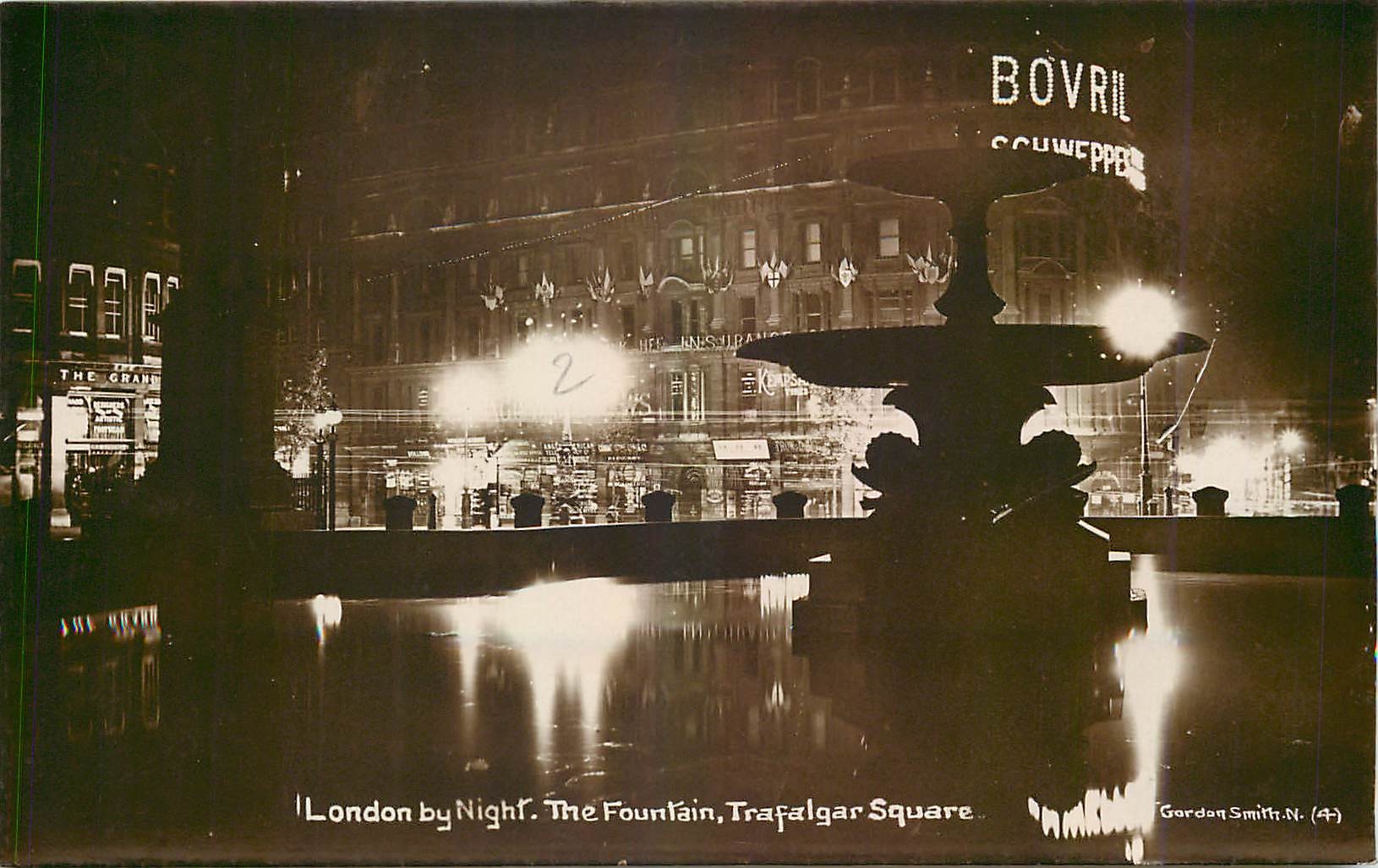 CPA London by night The Fountain Trafalgar Square 