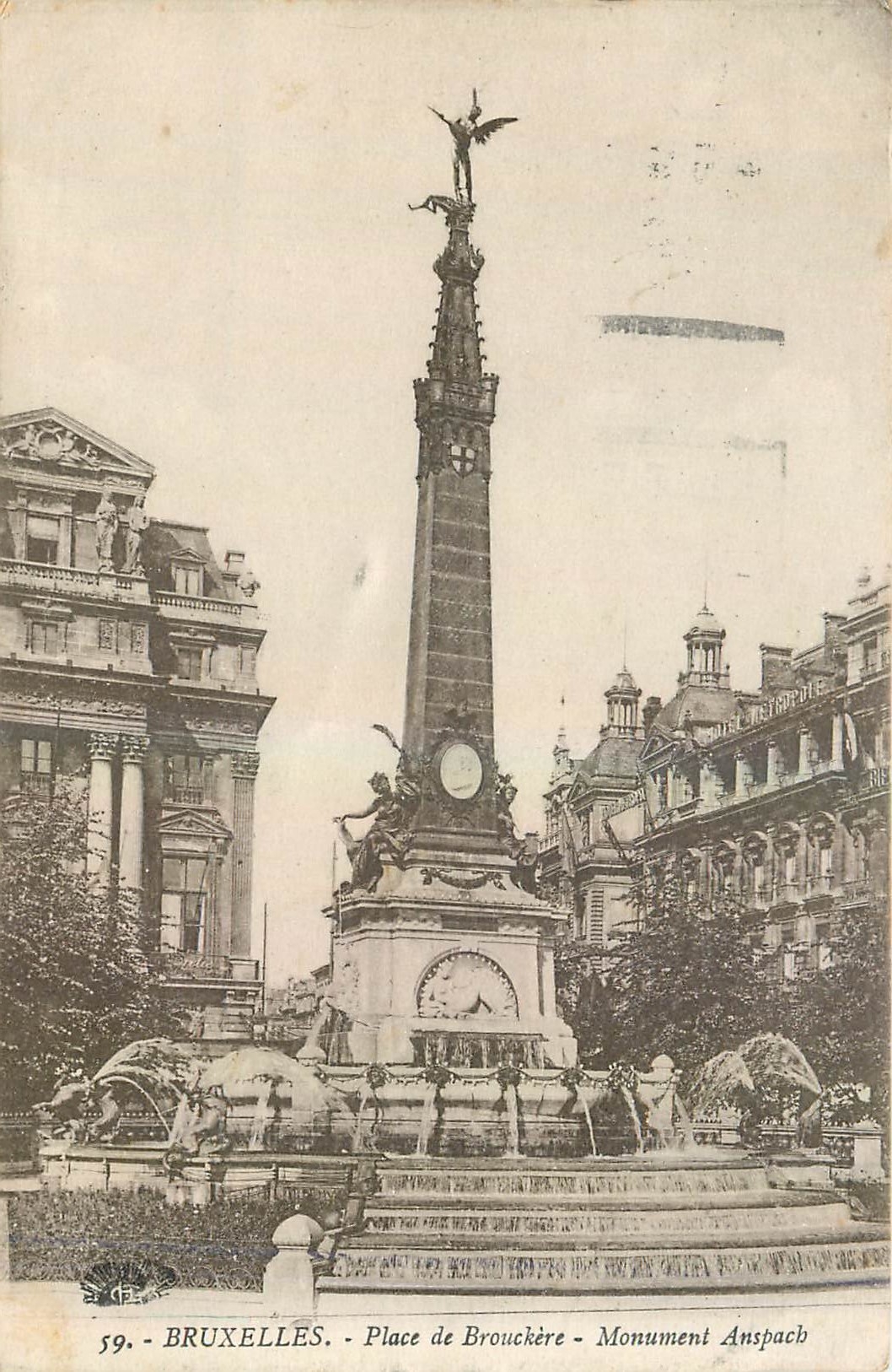 CPA Bruxelles Place de Brouchere Monument Anspach 