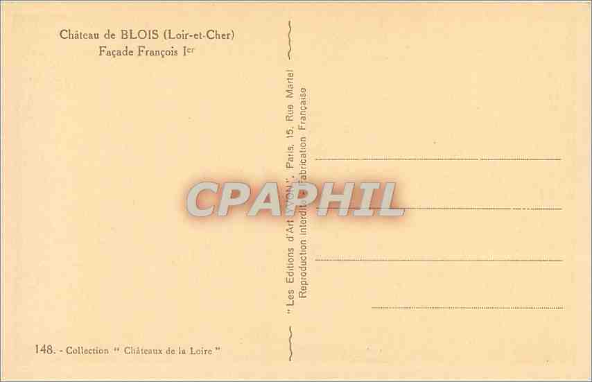 CPA Chateau de Blois Loir et Cher Facade Francois 1er  — Rückseite
