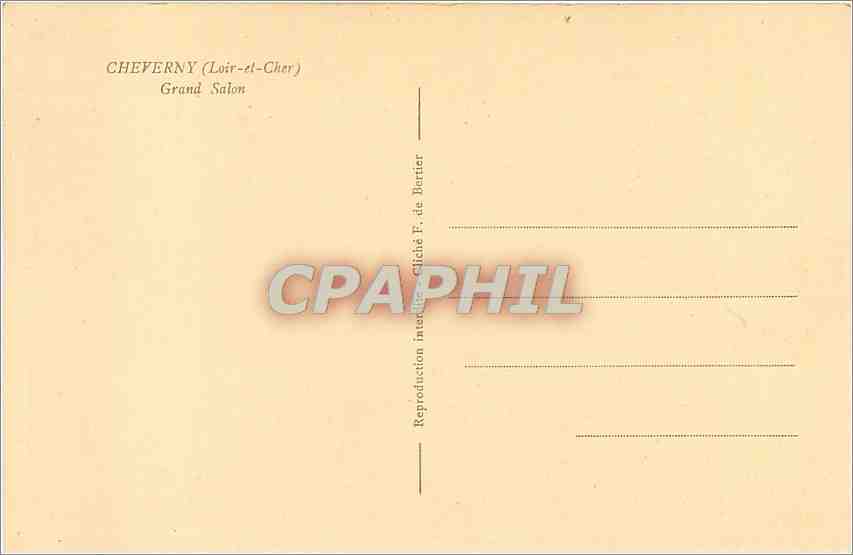 CPA Cheverny Loir et Cher Grand Salon  — Rückseite