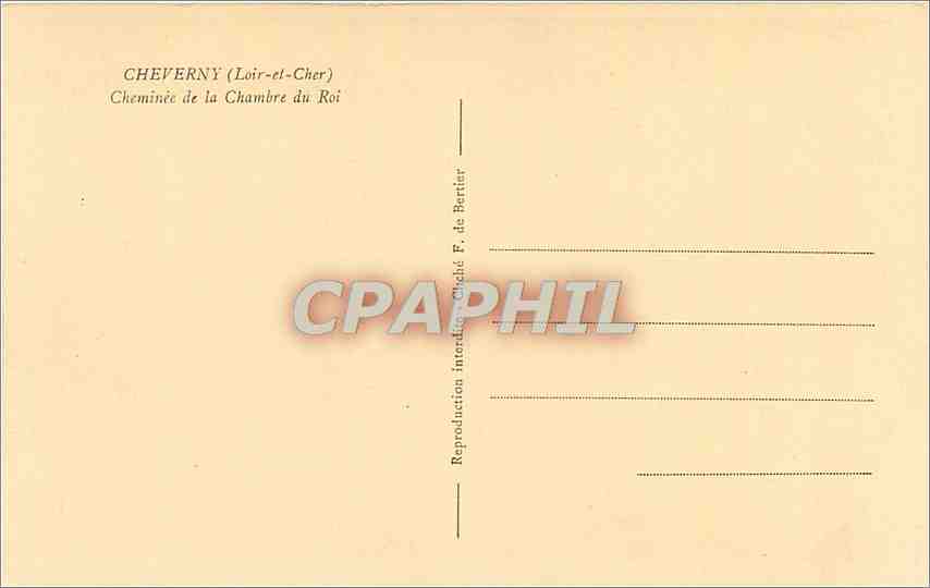 CPA Cheverny Loir et Cher Cheminee de la Chambre du Roi  — Rückseite