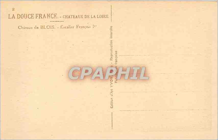CPA Chateau de Blois Escalier Francois 1er  — Verso