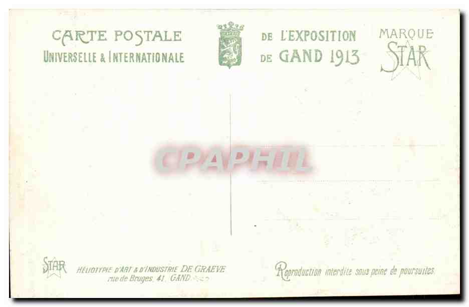 Exposition Universelle de Gand-Ghent-Belgique-Belgium-1913-Les Pavillions de l'Italie et de l'Alimentation Francais-CPA  — Rückseite