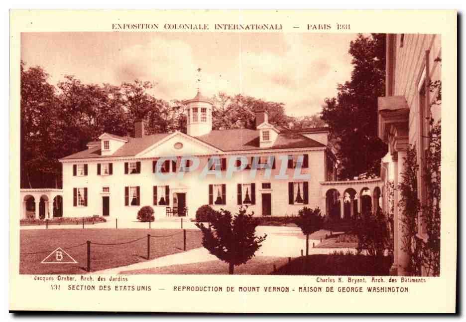 Paris-France-Exposition Coloniale Internationale-1931-Section des Etas-Unis-Reproduction de Mount Vernon-CPA
