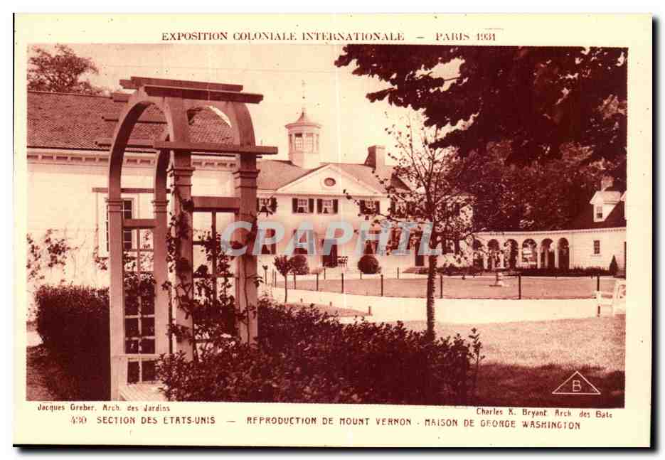 Paris-France-Exposition Coloniale Internationale-1931- Section Des Etas-Unis-Reproduction de Mount Vernon-CPA