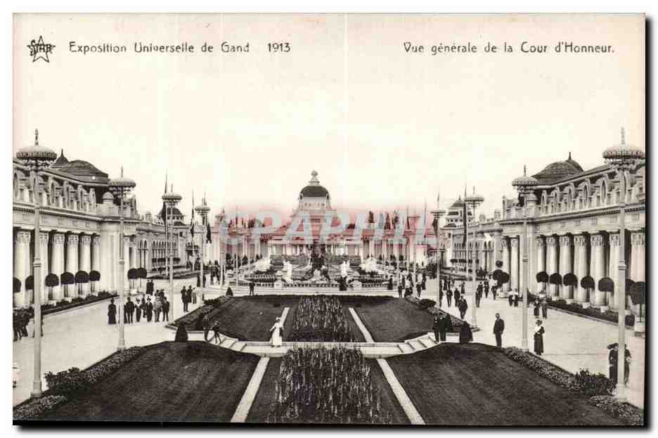 Exposition Universelle de Gand-Ghent-Begique-Belgium-1913- Vue Generale de la Cour d'Honneur- CPA