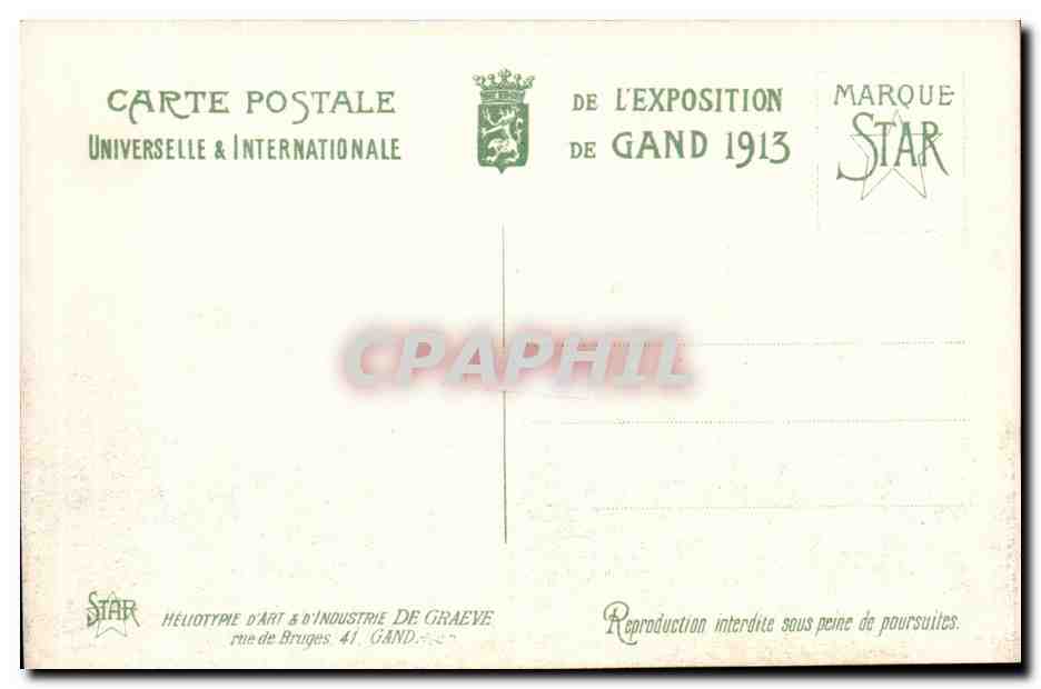 Exposition Universelle de Gand-Ghent-Begique-Belgium-1913- Vue Generale de la Cour d'Honneur- CPA — Rückseite