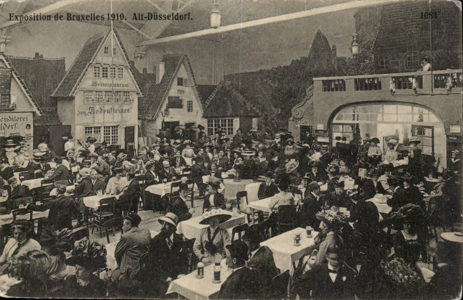 Exposition de Bruxelles 1910. Alt-Düsseldorf — Restaurant 'Zum Loddensteiner' — Éditeur VALENTINE, Série VALENTINE