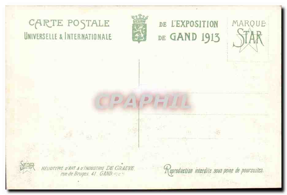 Exposition Universelle de Gand-Ghent-Belgique-Belgium-1913- La Cour d'Honneur- La Section Anglaise-CPA — Rückseite