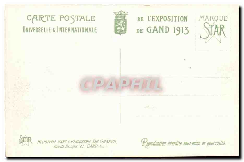 Exposition Universelle de Gand-Ghent-Belgique-Belgium-1913- Le Palais de l'Agriculture et l'Horticulture- CPA — Rückseite