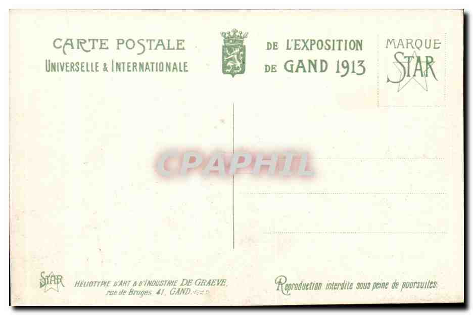 Exposición Universal de Gante - 1913. La Sección Alemana — editor STAR, n°3 — Reverso