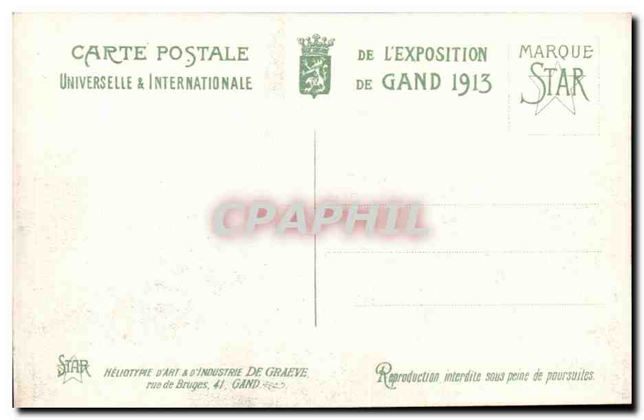 Exposition Universelle de Gand -Ghent-Belgique-Belgium-1913- La Fontaine Monumentale-CPA — Rückseite