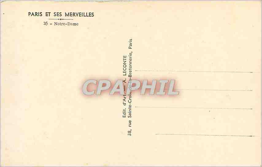 CPA Paris Notre Dame  — Verso