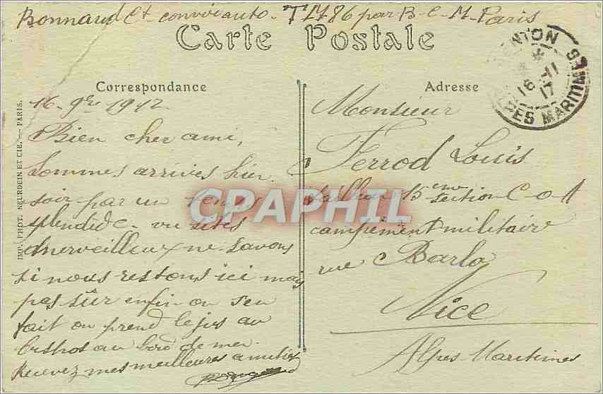 CPA Menton Alpes Maritimes La Vieille Ville  — Rückseite