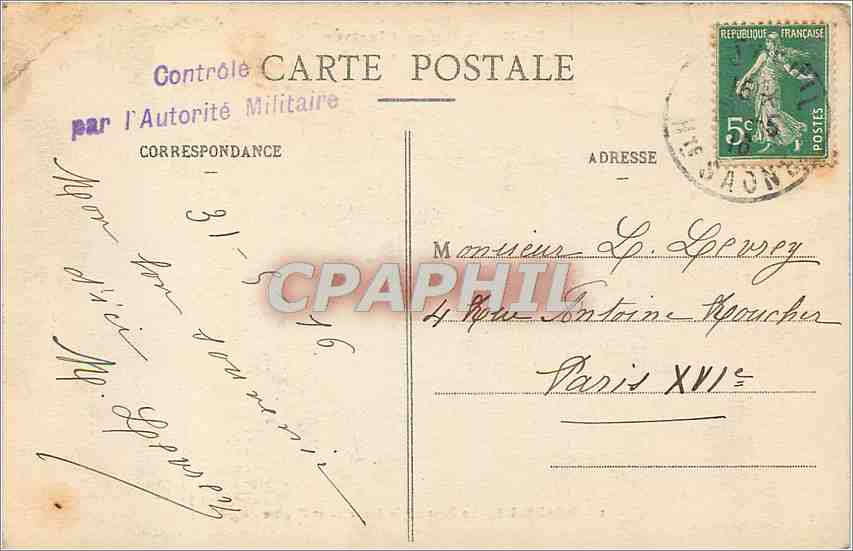 CPA St Sauveur Le Pont sur le Breuchin et l'Eglise  — Verso
