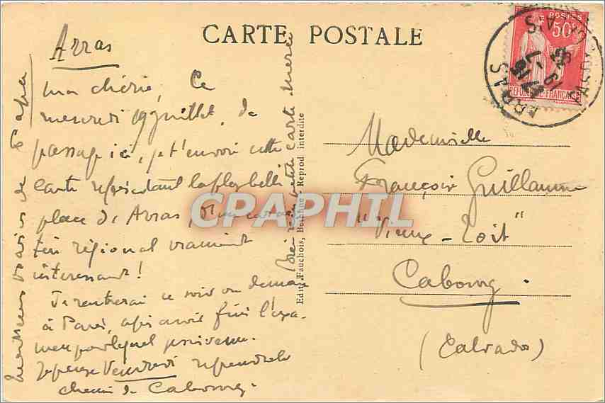 CPA Arras La Petite Place Le Beffroi et l'Hotel de Ville  — Rückseite