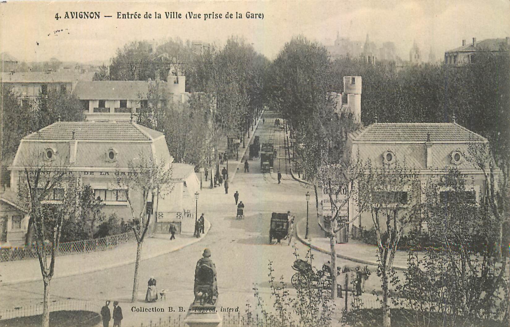 Avignon — Entrée de la Ville (Vue prise de la Gare) — Collection B. B., Reprod. interd.
