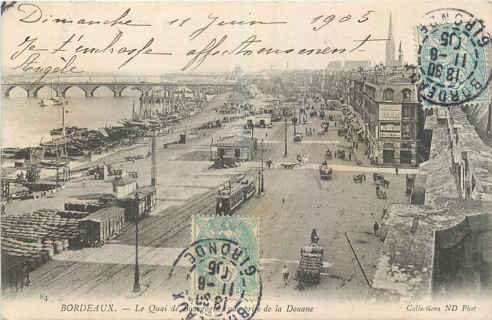 Bordeaux — Le Quai de Bourgogne, Ansicht vom Zollamt aus — Collections ND Phot