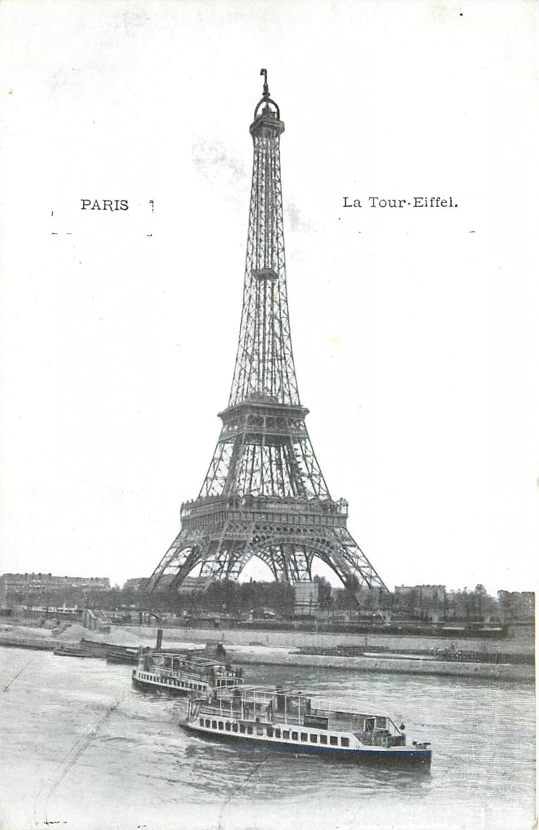 CPA Paris La Tour Eiffel Bateau Peniche