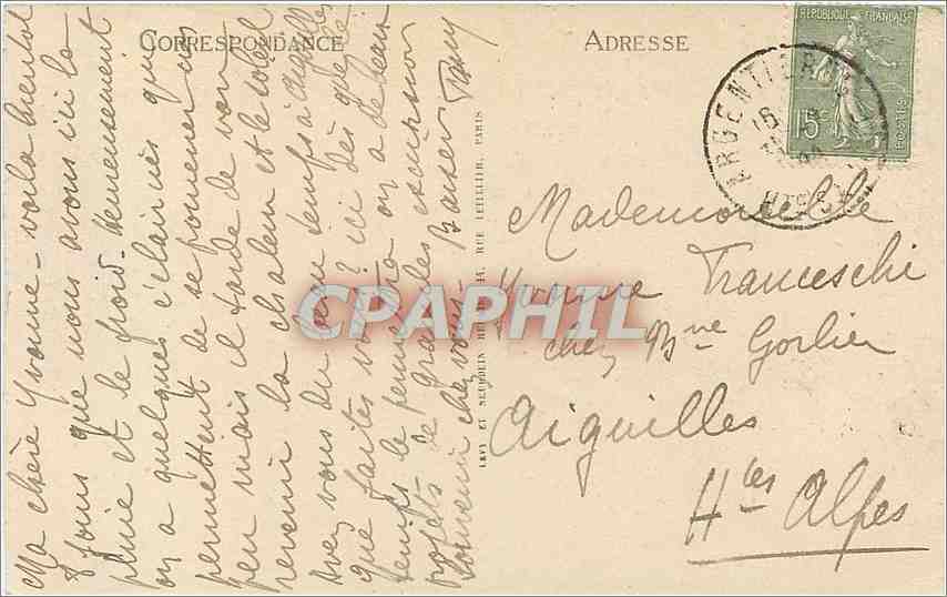 CPA Argentieres et le Mont Blanc  — Rückseite