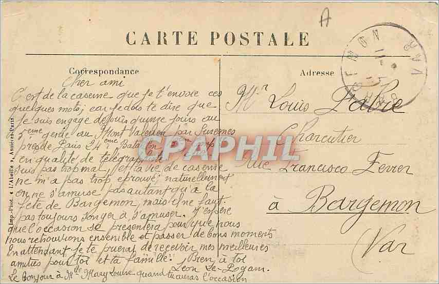 CPA Fort du Mont Valerien Le Pont Levis  — Rückseite