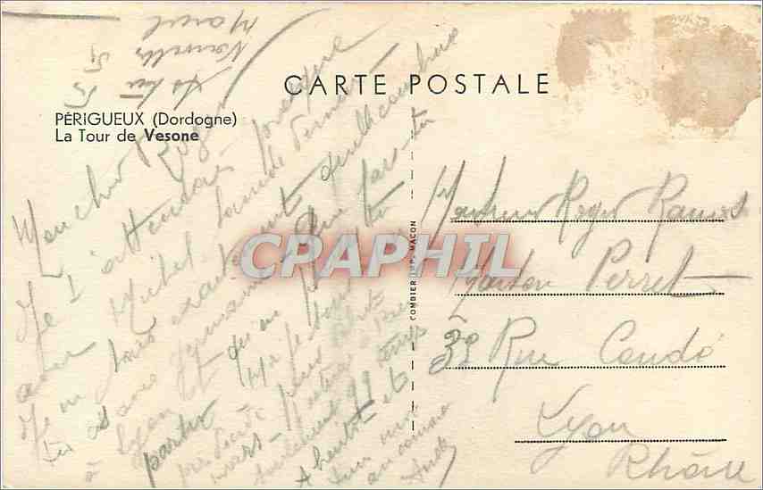 CPA Perigeux Dordogne La Tour de Vesone  — Rückseite