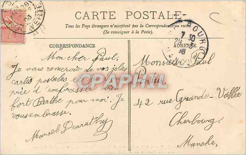 CPA Rouen Tramways de Rouen a Bon Secours et Mesnil Esnard Bateaux — Verso