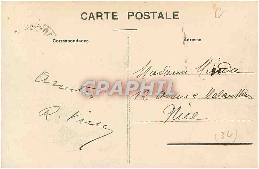 CPA Montpellier Place de la Comedie Rue de la Loge Tramway — Rückseite