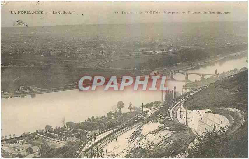 CPA Environs de Rouen Vue prise du Plateau de Bon Secours 