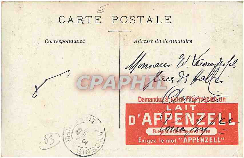 CPA Bordeaux Le Pont Metallique Publicite Lait d'Appenzell — Verso