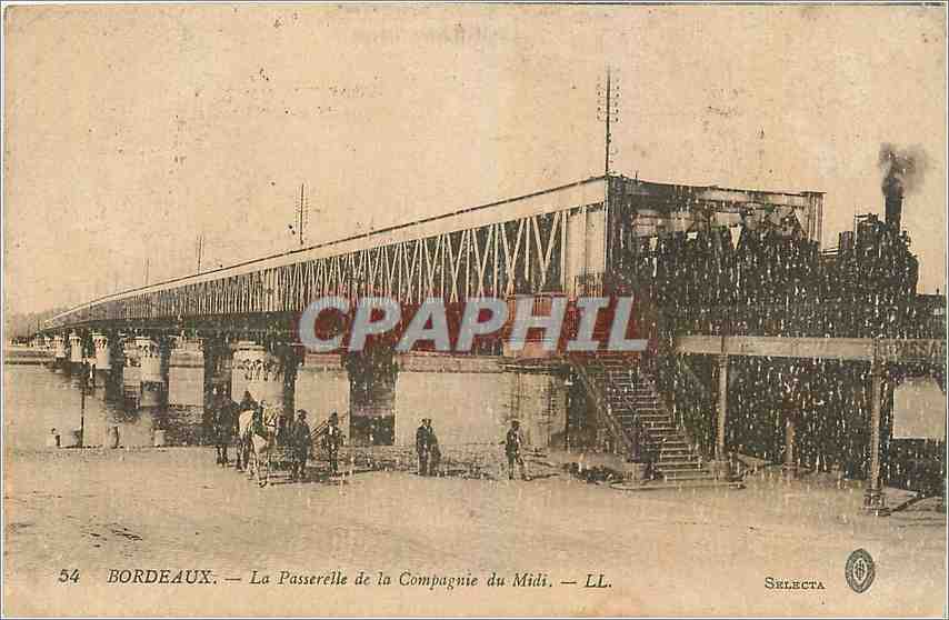 CPA Bordeaux La Passerelle de la Compagnie du Midi Train