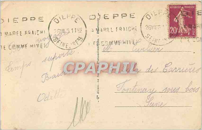 CPA Dieppe Vue generale Quartier de l'Eglise St Jacques  — Verso