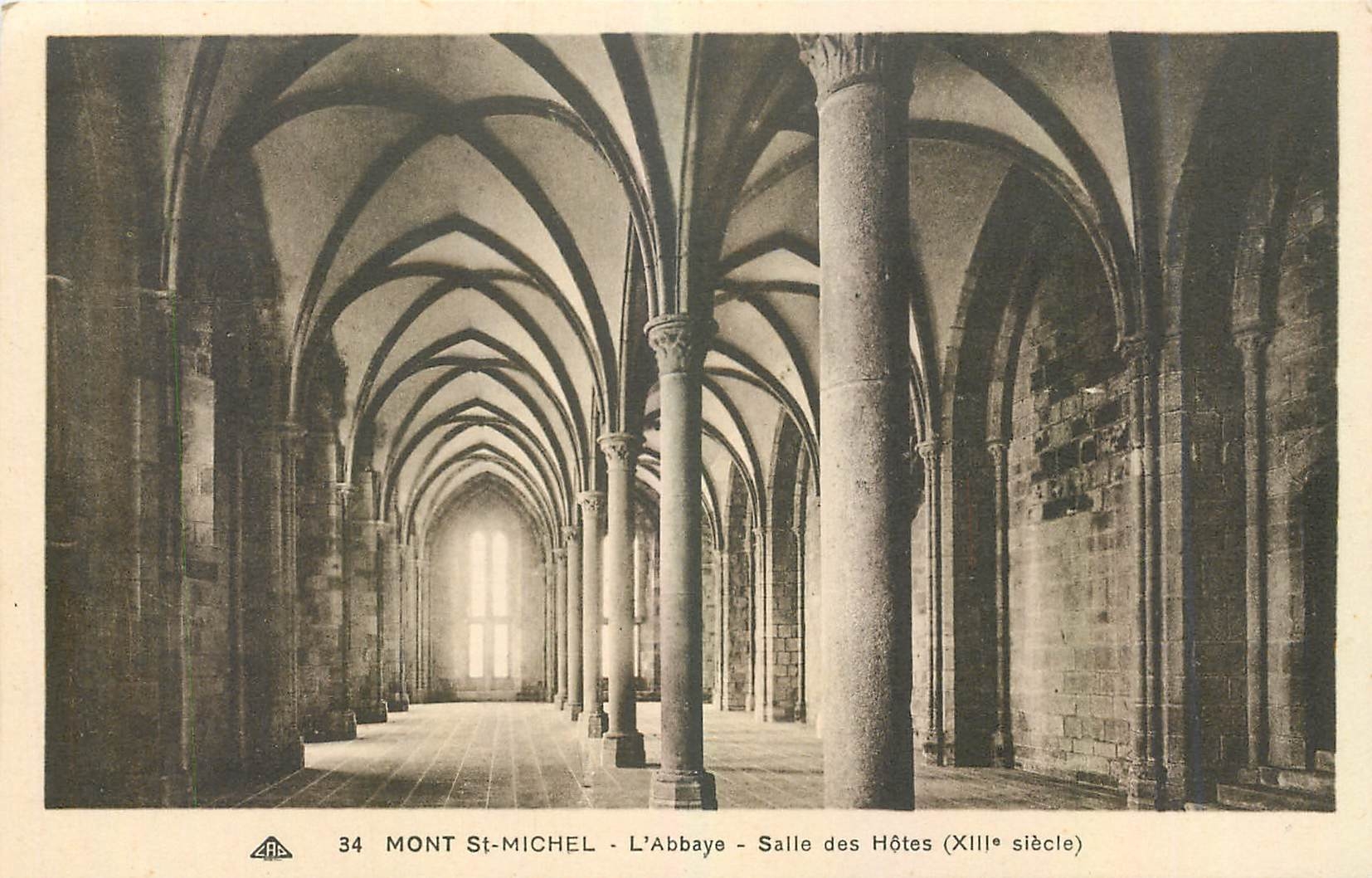 Mont-Saint-Michel — Die Abtei - Saal der Gäste (13. Jahrhundert) — Antike Ansichtskarte