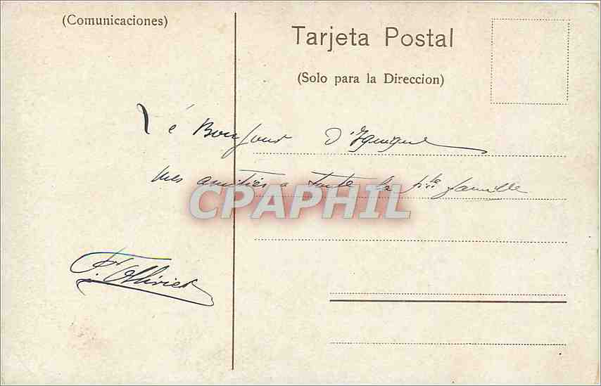 CPA Iquique Plaza Slava Propiedad de los Editores Mattensohn Grimm Valparaiso  — Rückseite